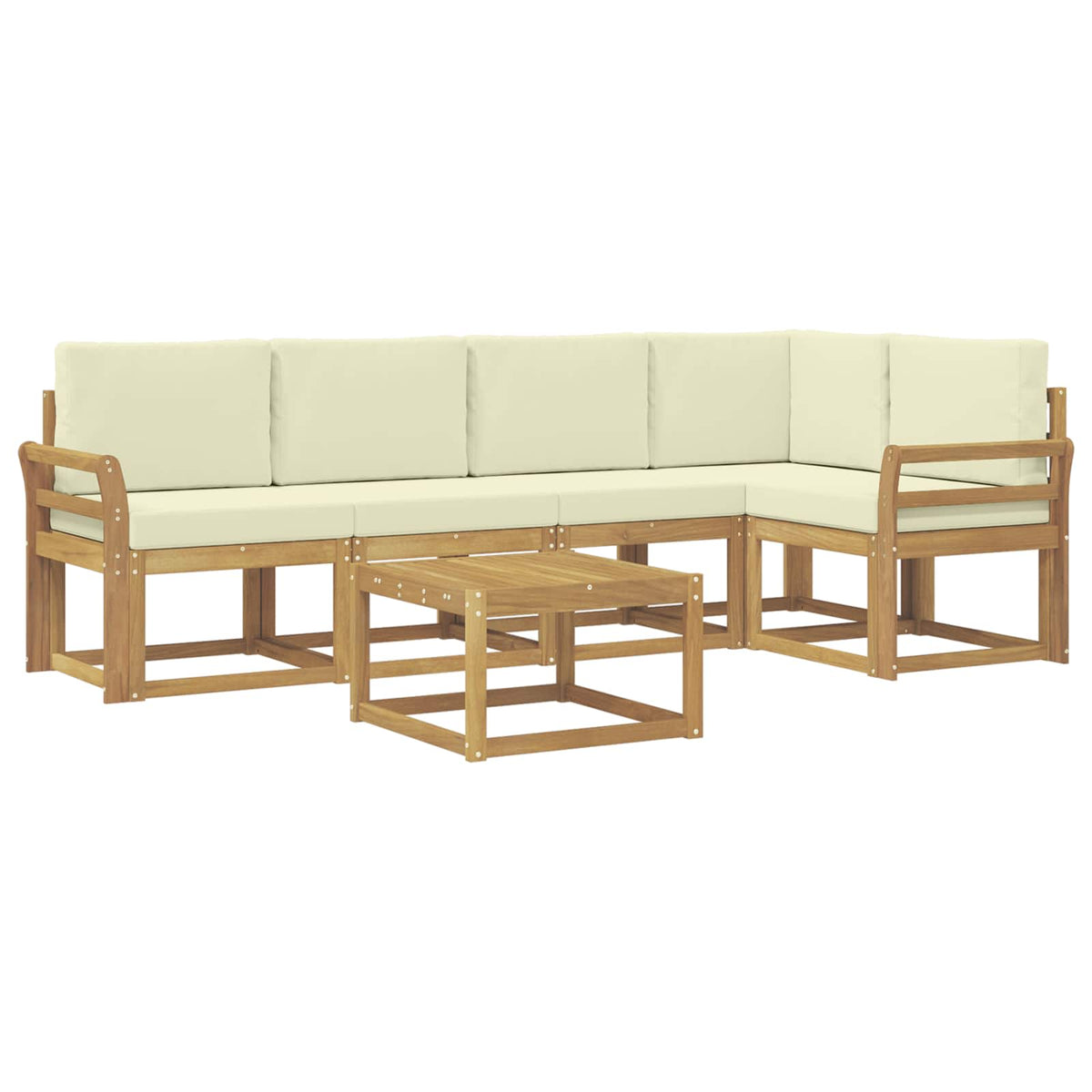 Set vanjskih sofa 6 pcs Bijela i krem Čvrsto drvo akacije