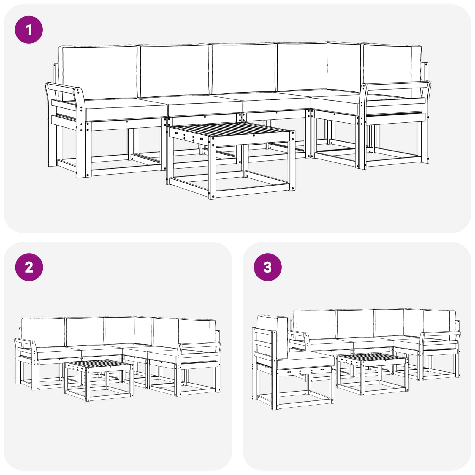 Set vanjskih sofa 6 pcs Bijela i krem Čvrsto drvo akacije