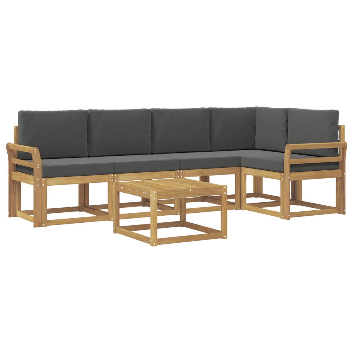Set vanjskih sofa 6 pcs Bijela i antracit Čvrsto drvo akacije