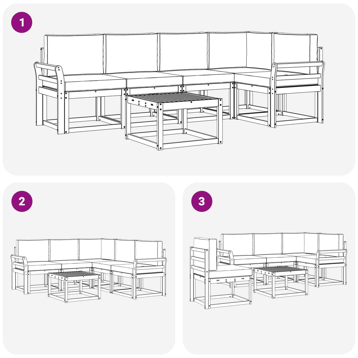 Set vanjskih sofa 6 kom. Bijela i antracit Čvrsto drvo akacije