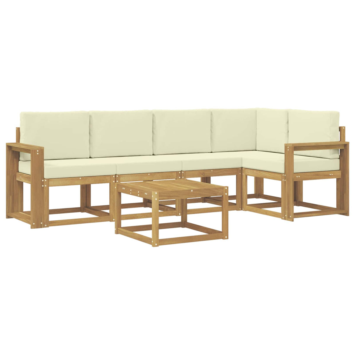 Set vanjskih sofa 6 kom. Bijela i krem Čvrsto drvo akacije