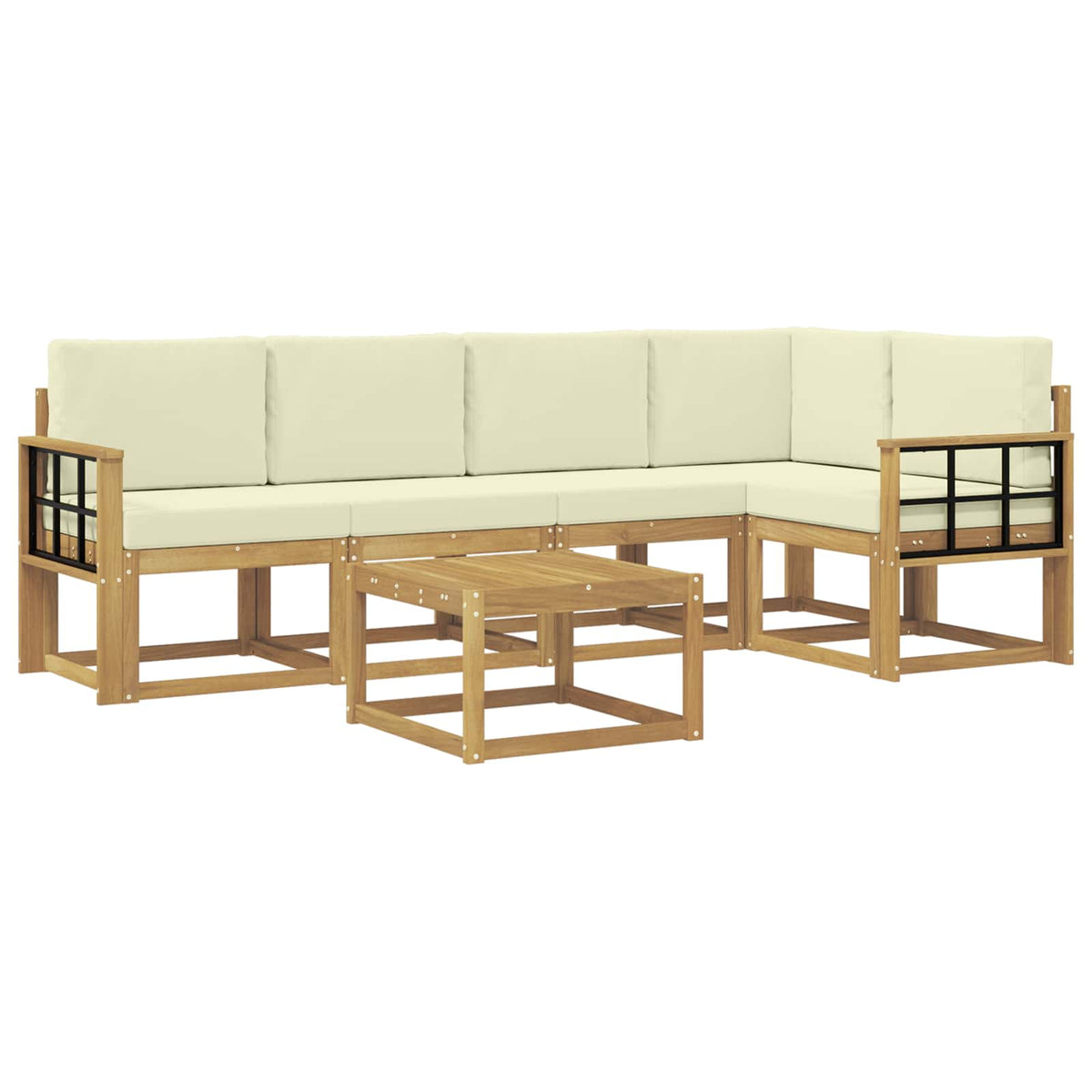 Set vanjskih sofa 6 pcs Bijela i krem Čvrsto drvo akacije