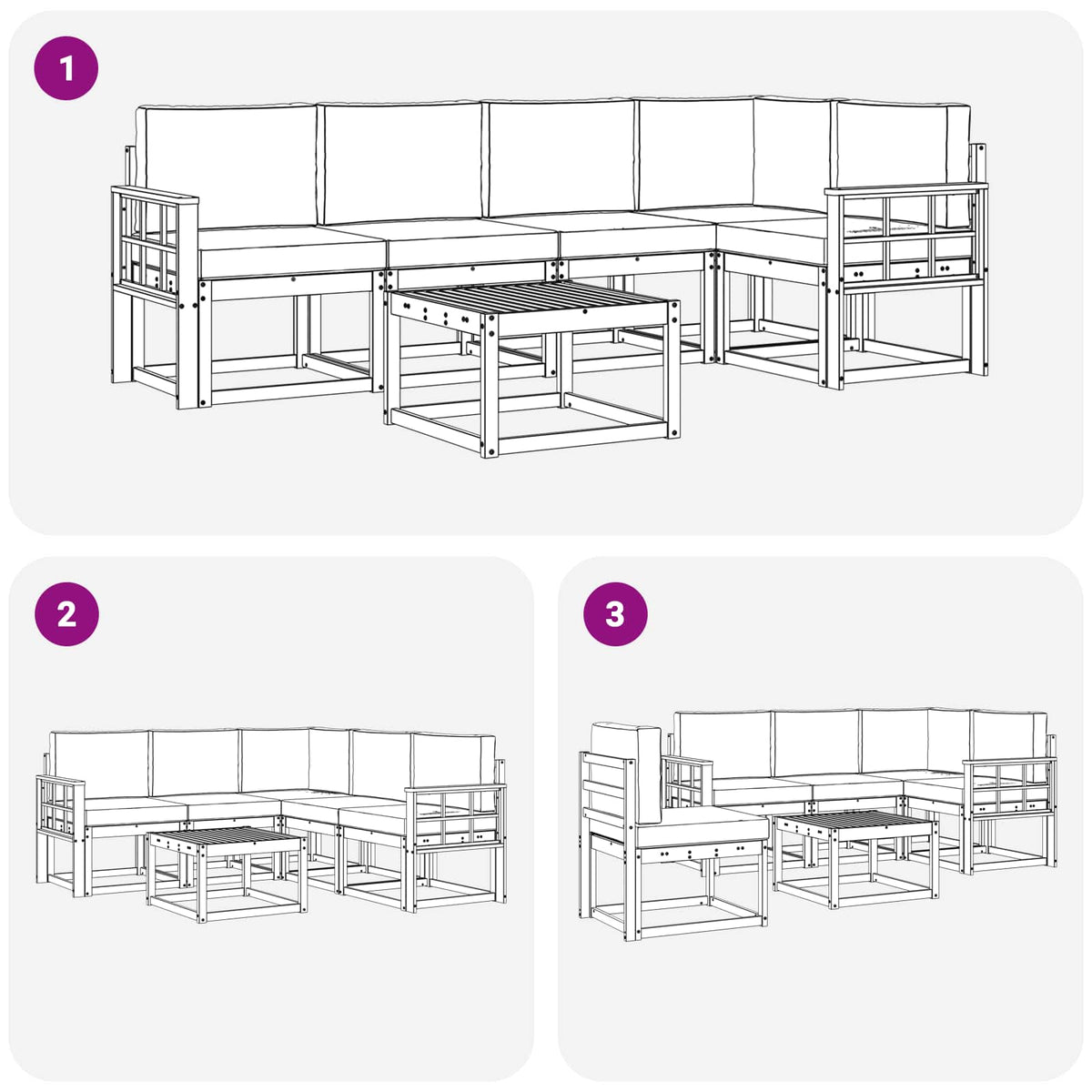 Set vanjskih sofa 6 pcs Bijela i krem Čvrsto drvo akacije