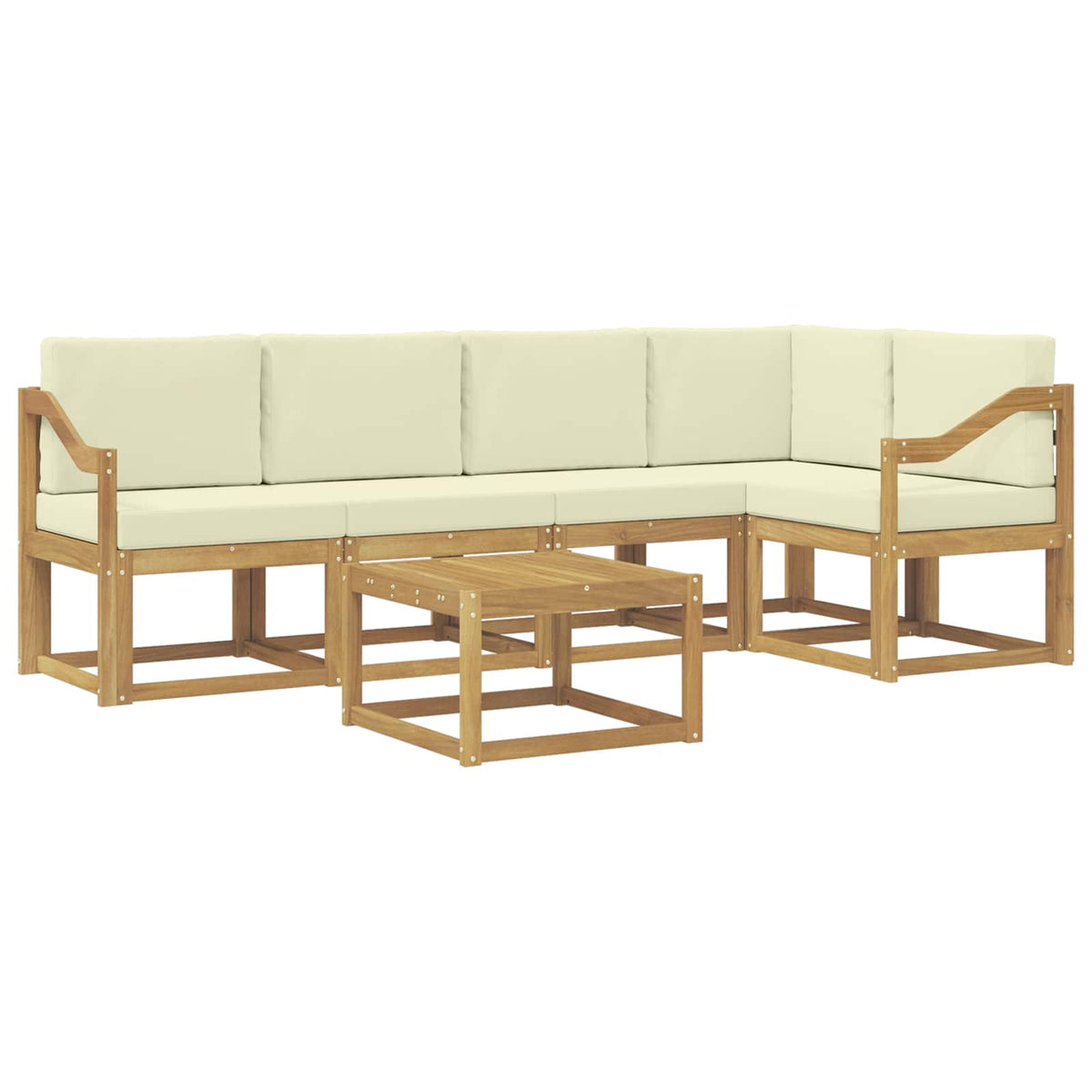 Set vanjskih sofa 6 pcs Bijela i krem Čvrsto drvo akacije