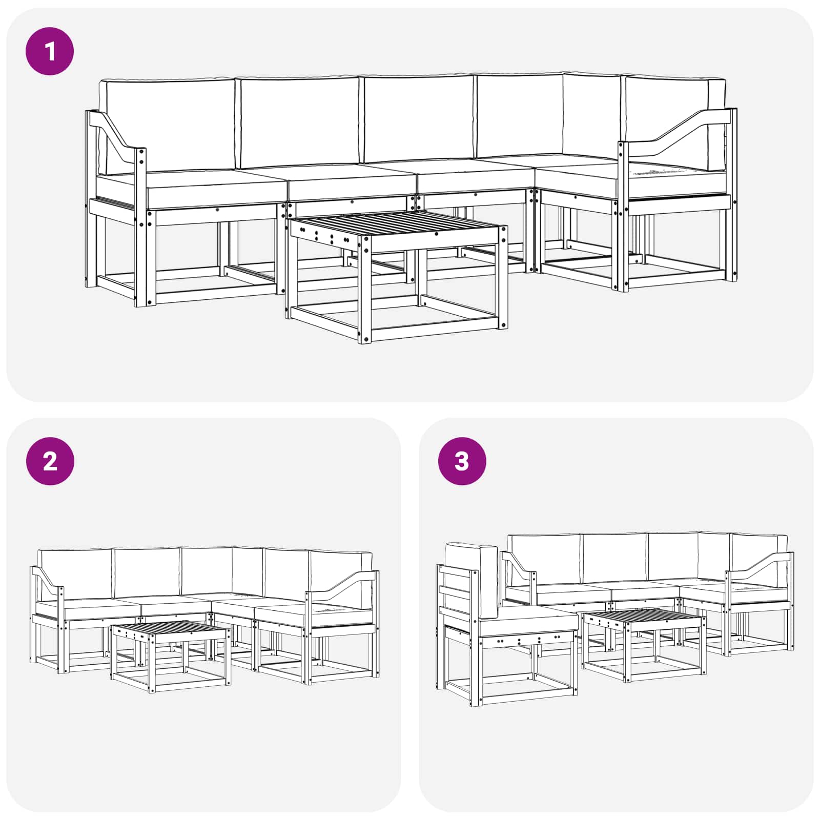 Set vanjskih sofa 6 pcs Bijela i krem Čvrsto drvo akacije