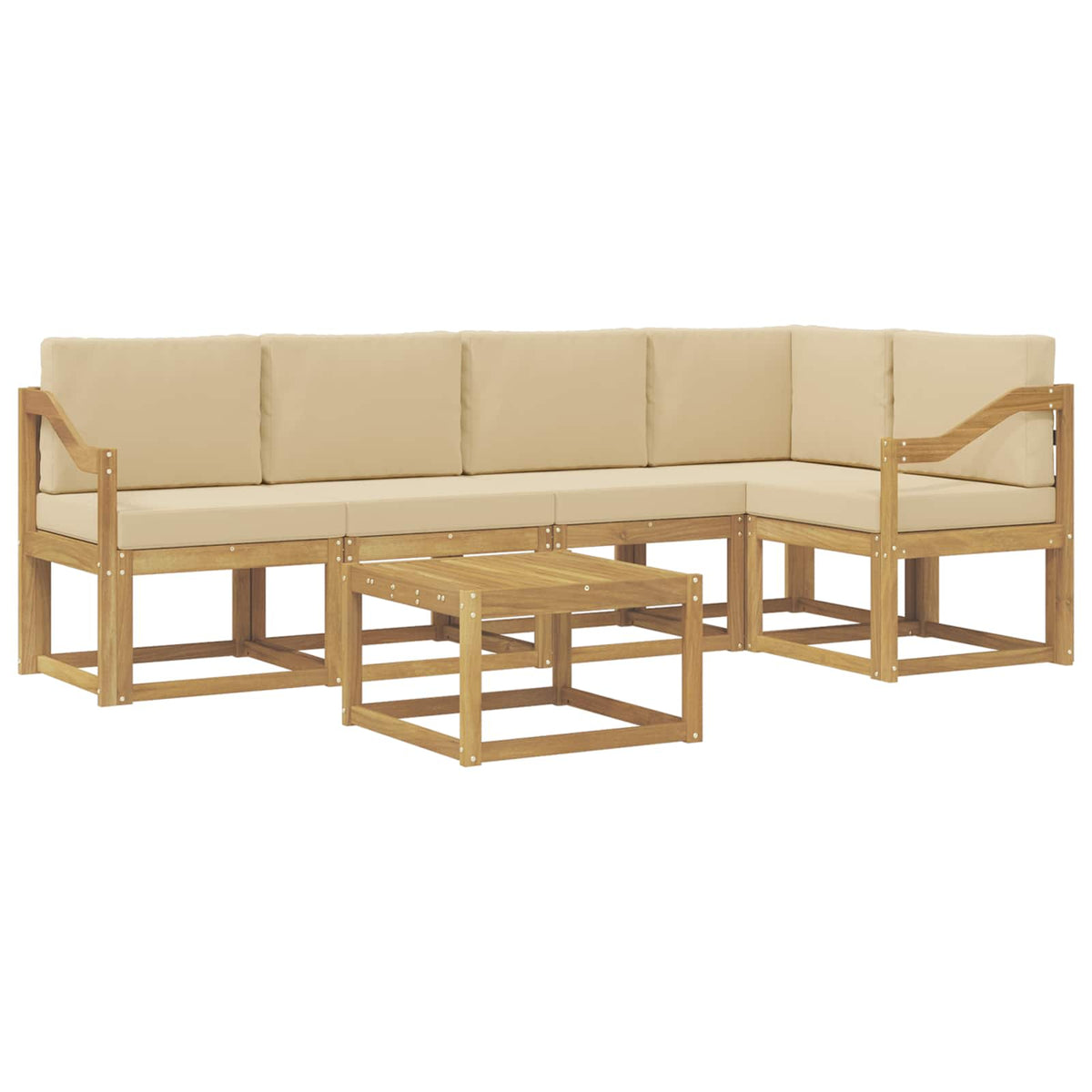 Set vanjskih sofa 6 kom. Bijela i bež Čvrsto drvo akacije