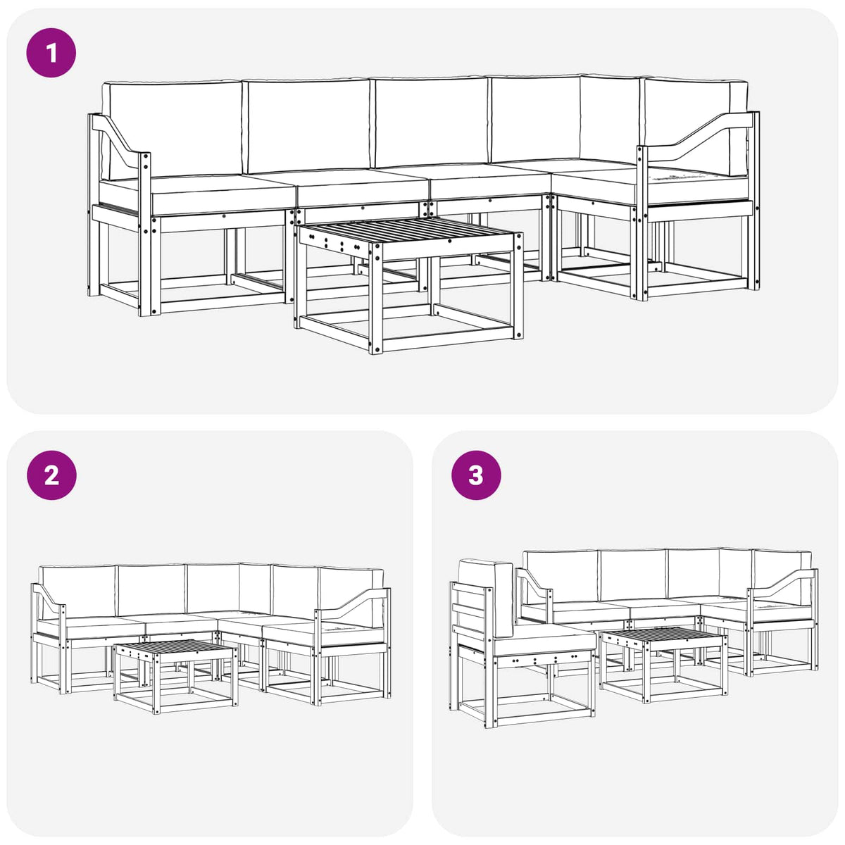 Set vanjskih sofa 6 kom. Bijela i bež Čvrsto drvo akacije