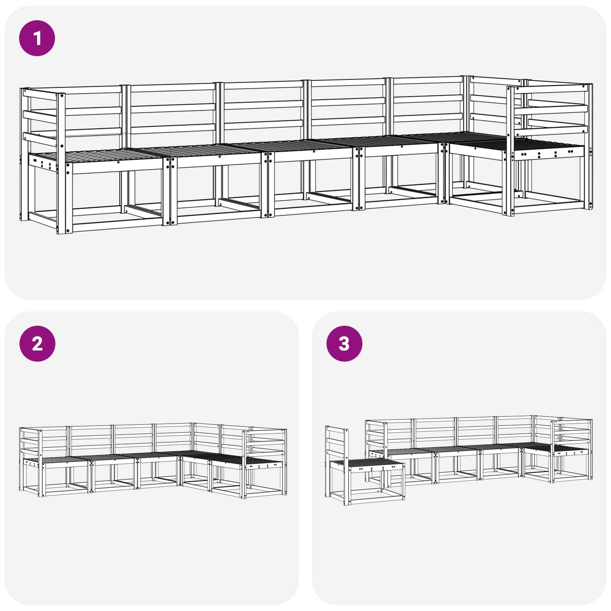 Set vanjskih sofa 6 pcs Bijela Čvrsto drvo akacije
