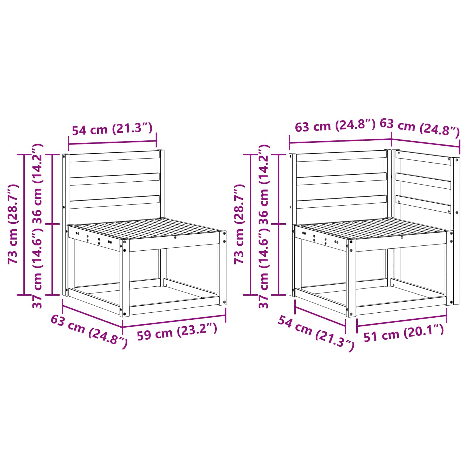 Set vanjskih sofa 6 pcs Bijela Čvrsto drvo akacije