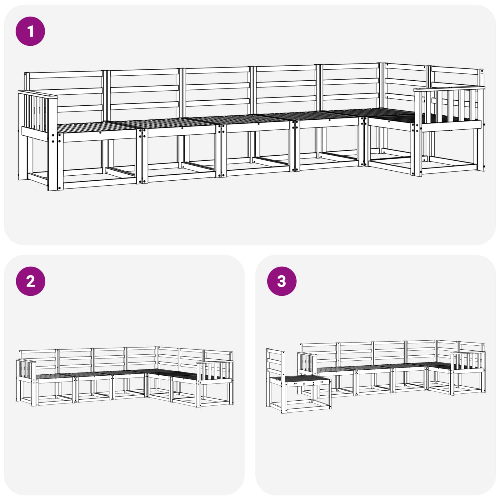 Set vanjskih sofa 6 pcs Bijela Čvrsto drvo akacije