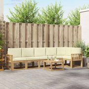 Set vanjskih sofa s jastukom 7 pcs Bijela i krem Poliester