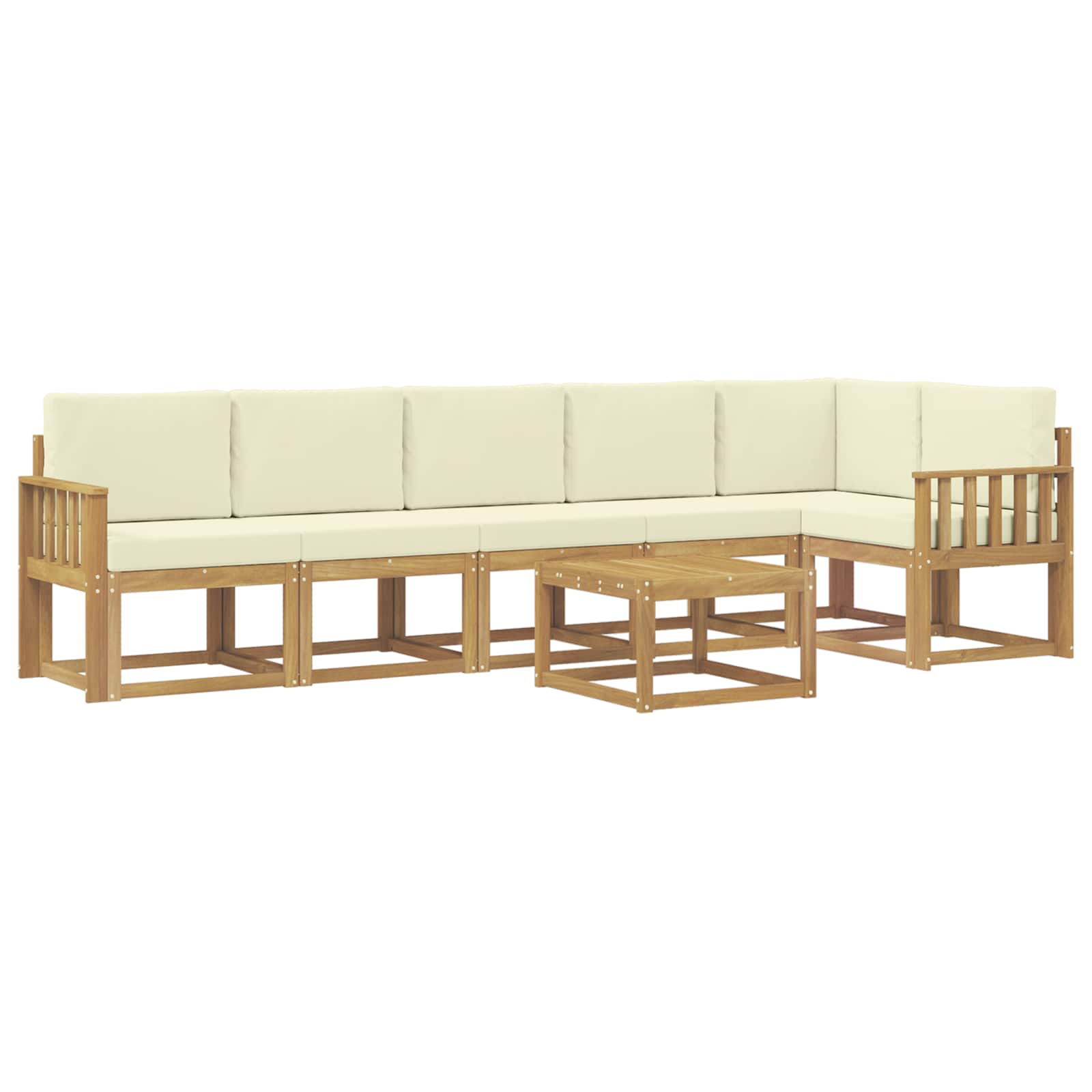 Set vanjskih sofa s jastukom 7 pcs Bijela i krem Poliester