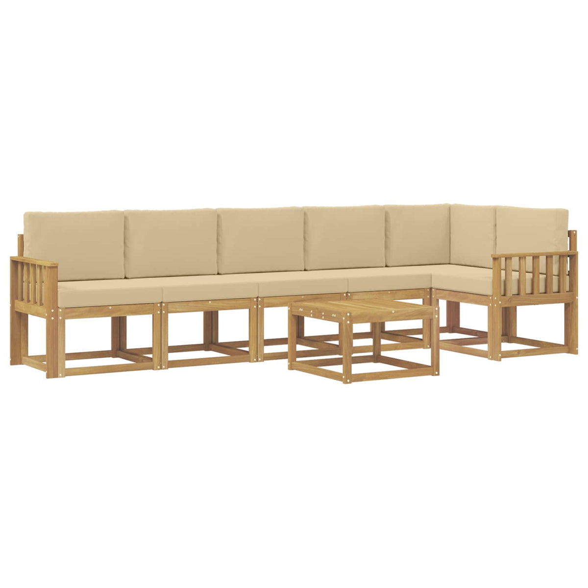Set vanjskih sofa s jastukom 7 pcs Bijela i bež Poliester