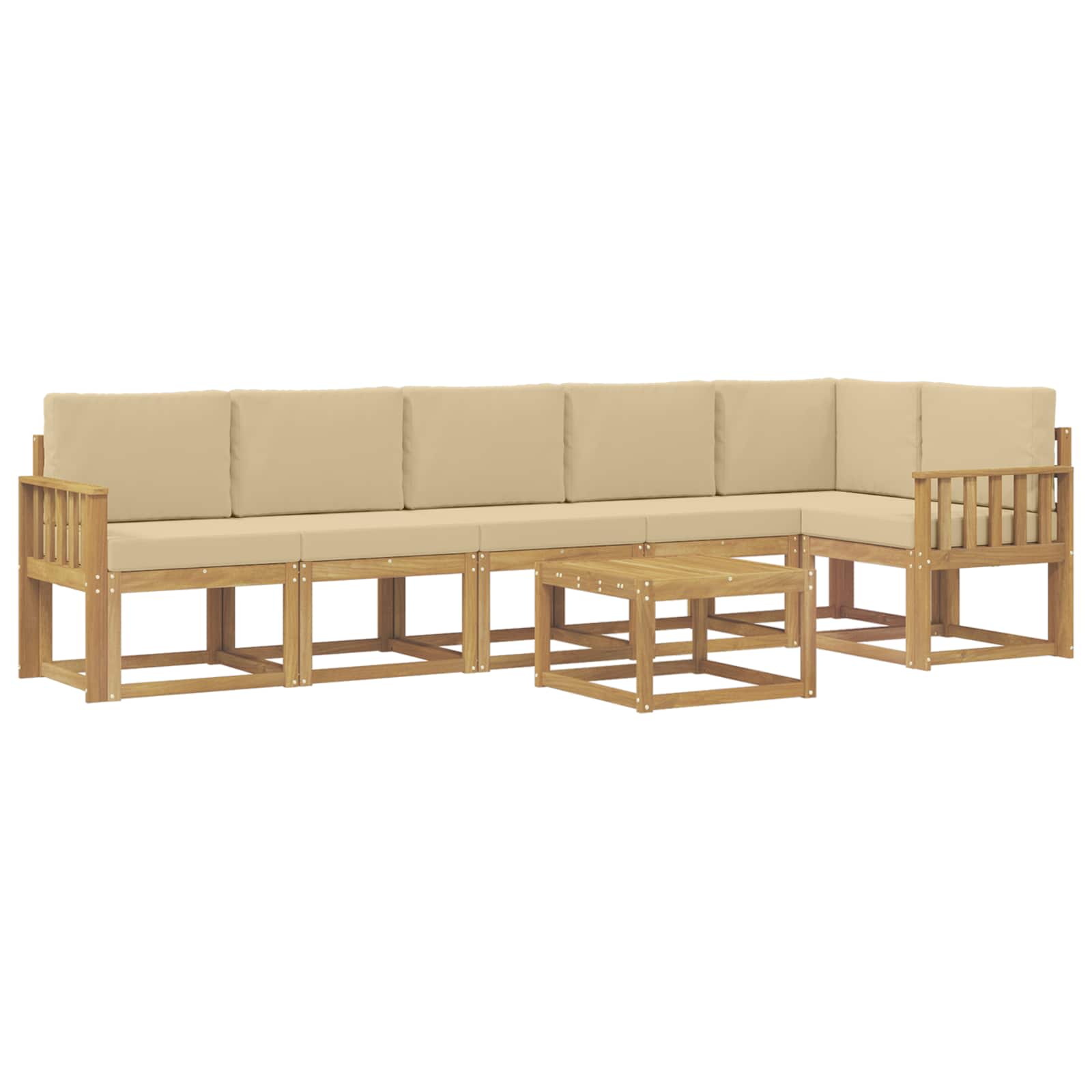 Set vanjskih sofa s jastukom 7 pcs Bijela i bež Poliester