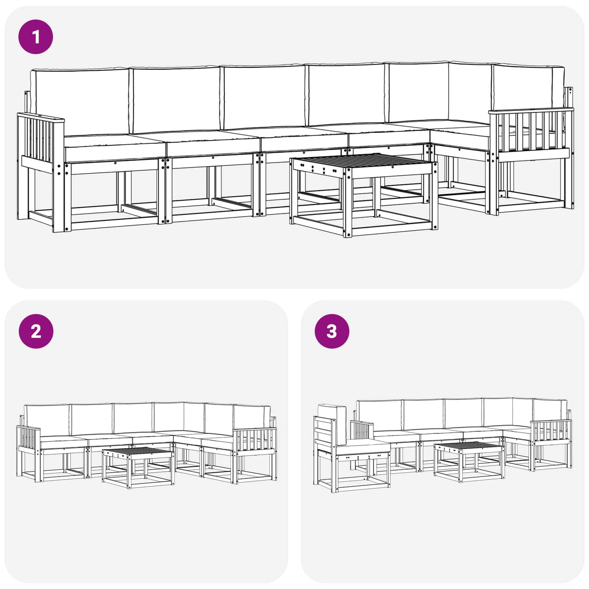 Set vanjskih sofa s jastukom 7 pcs Bijela i bež Poliester
