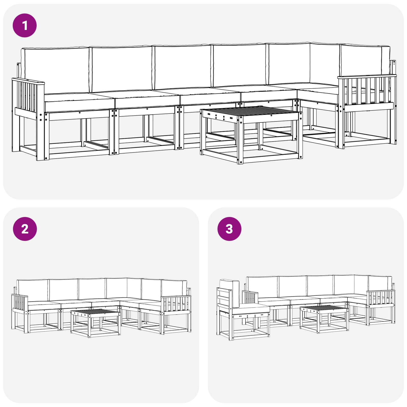 Set vanjskih sofa s jastukom 7 pcs Bijela i bež Poliester
