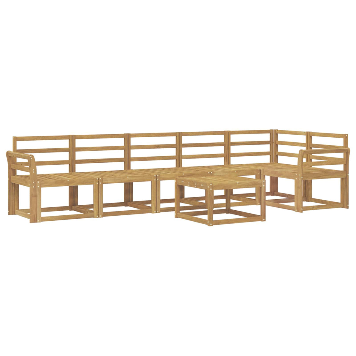 Set vanjskih sofa 7 pcs Bijela Čvrsto drvo akacije