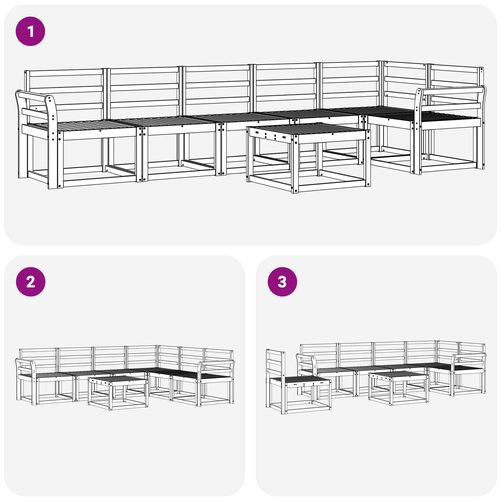 Set vanjskih sofa 7 pcs Bijela Čvrsto drvo akacije
