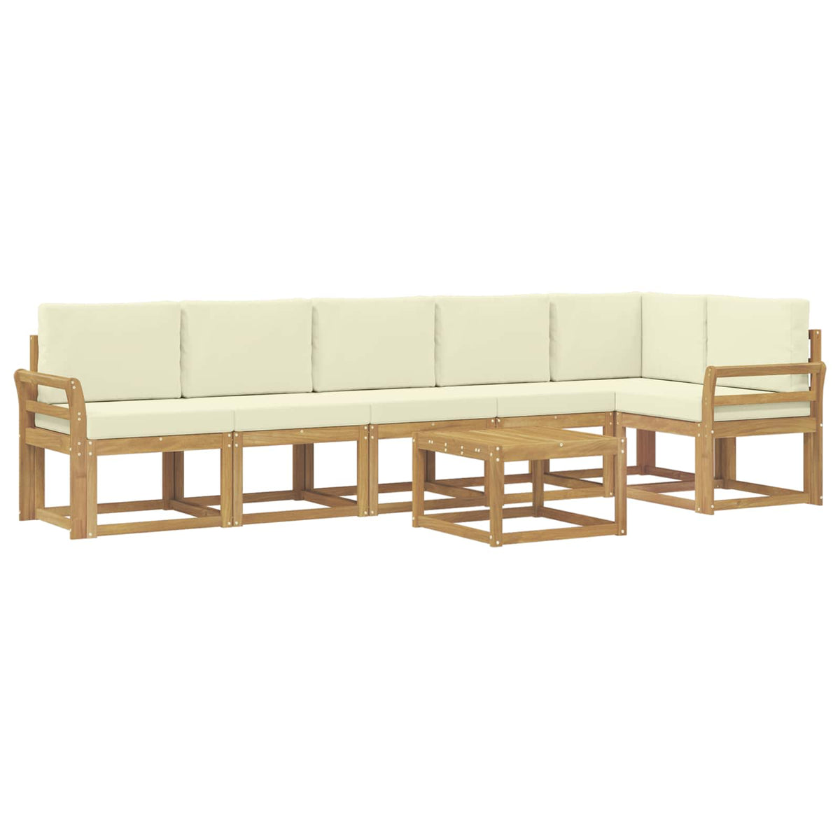 Set vanjskih sofa s jastukom 7 pcs Bijela i krem Poliester