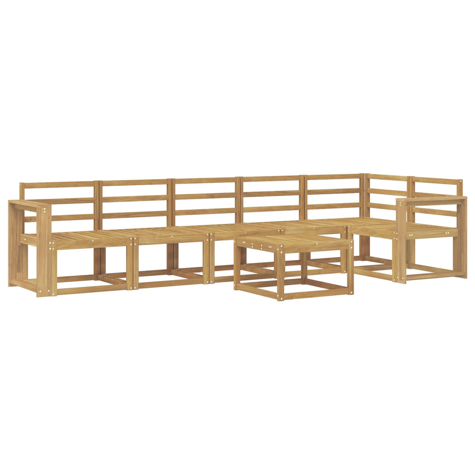 Set vanjskih sofa 7 pcs Bijela Čvrsto drvo akacije