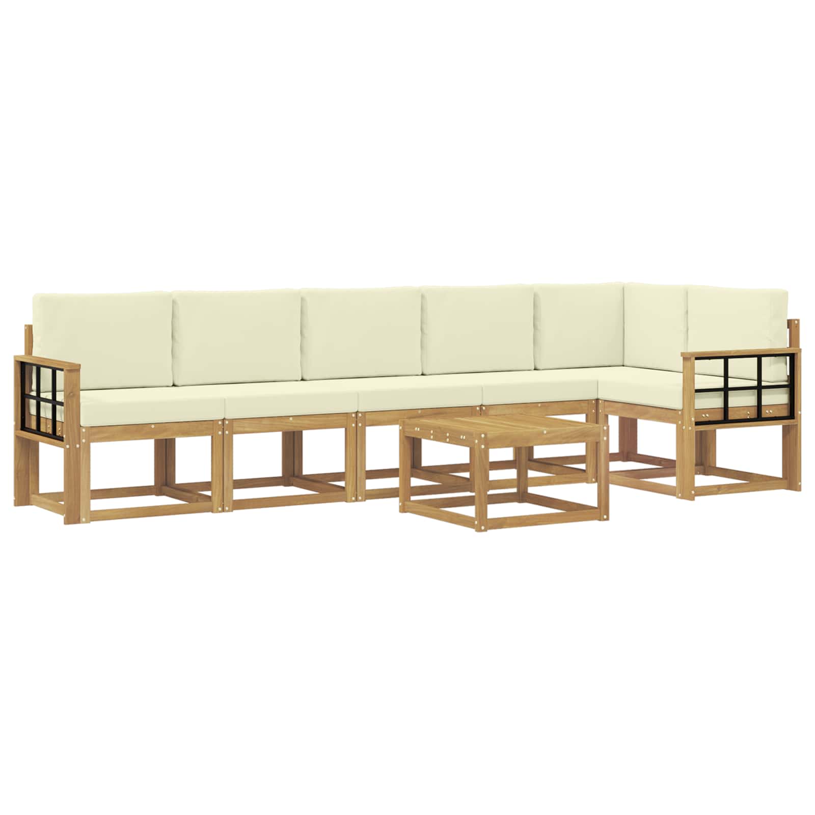 Set vanjskih sofa s jastukom 7 pcs Bijela i krem Poliester