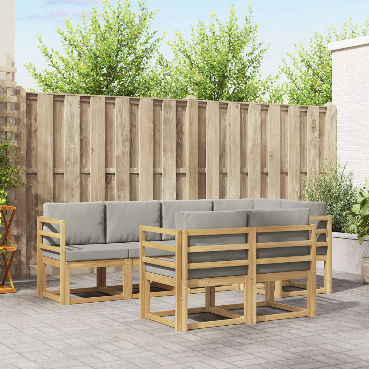 Set vanjskih sofa s jastukom 7 pcs Bijela i svjetlosiva