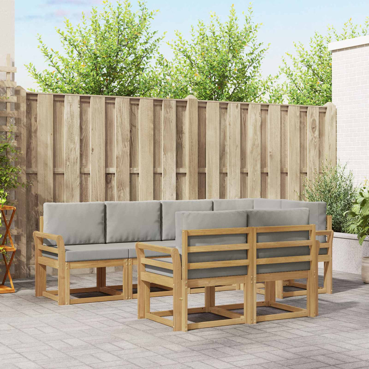 Set vanjskih sofa s jastukom 7 pcs Bijela i svjetlosiva