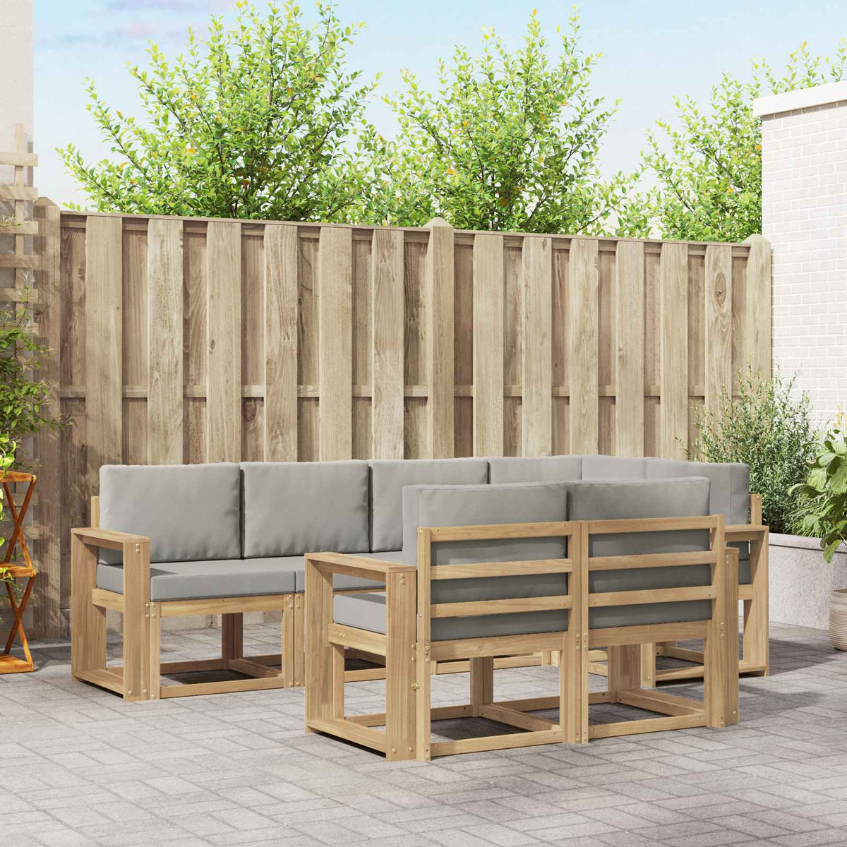 Set vanjskih sofa s jastukom 7 pcs Bijela i svjetlosiva