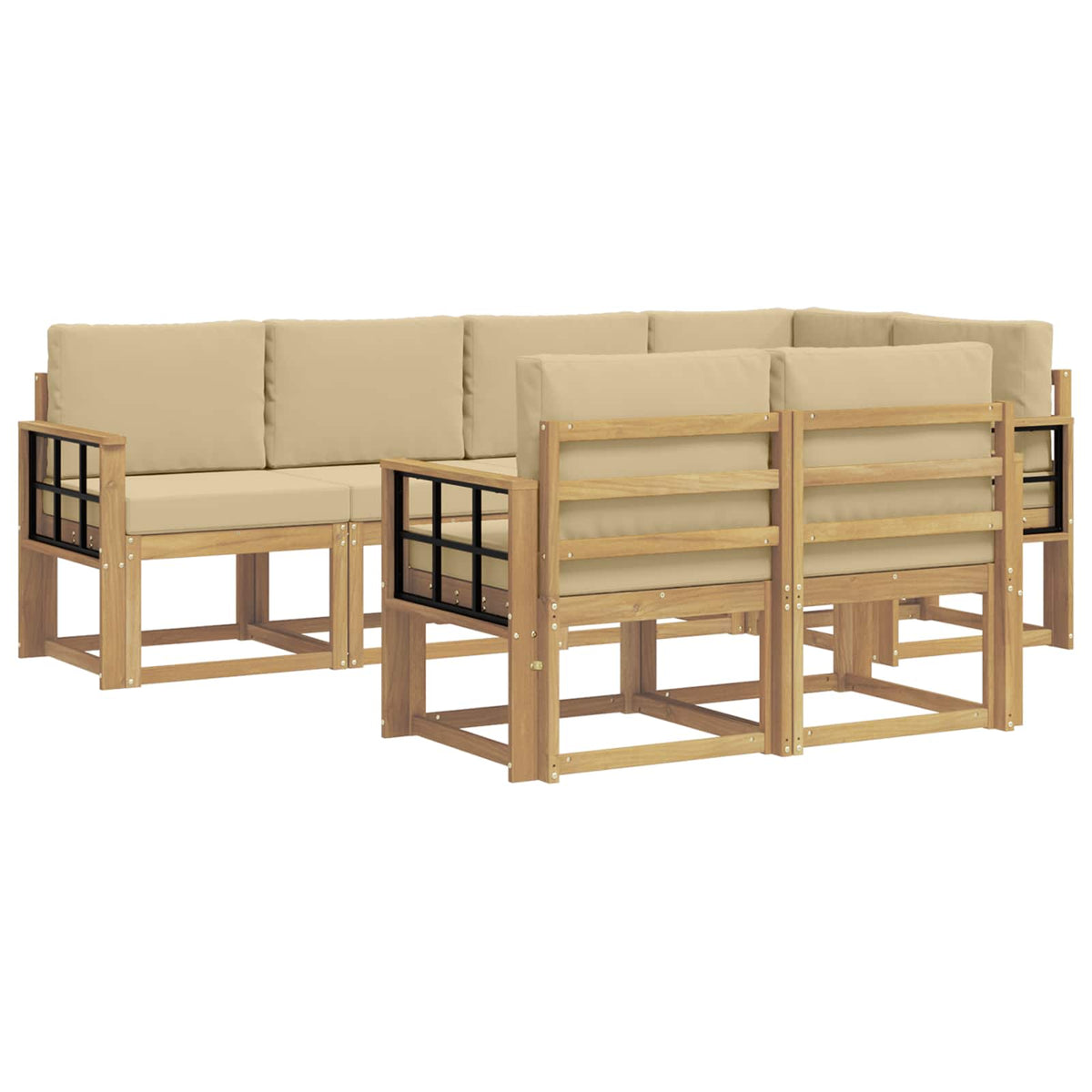 Set vanjskih sofa 7 kom. Bijela i bež Poliester
