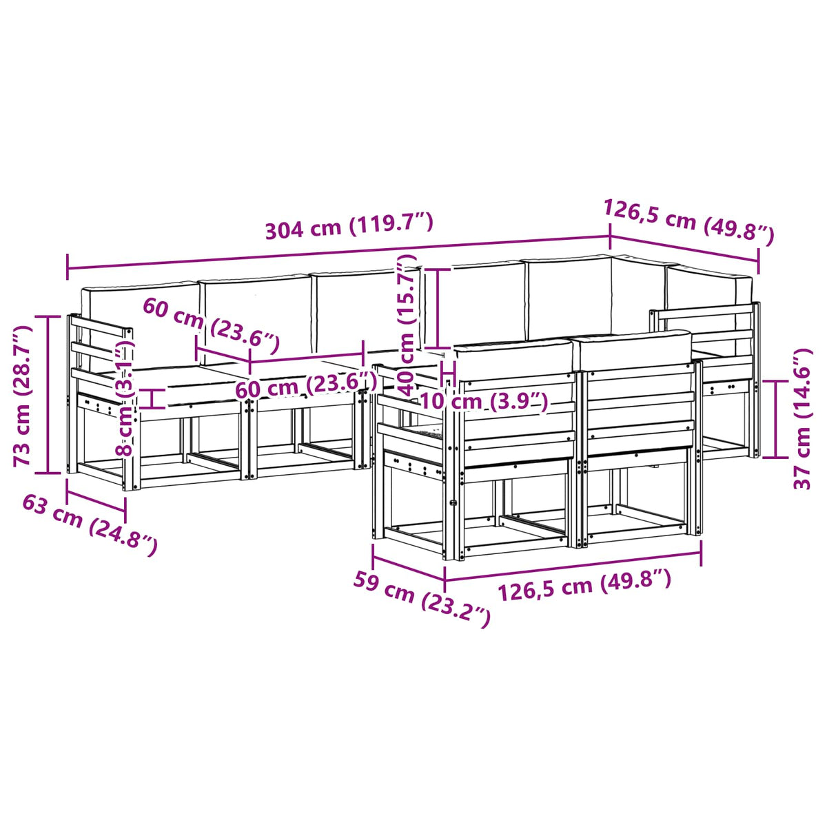 Set vanjskih sofa 8 kom. Bijela i krem Poliester