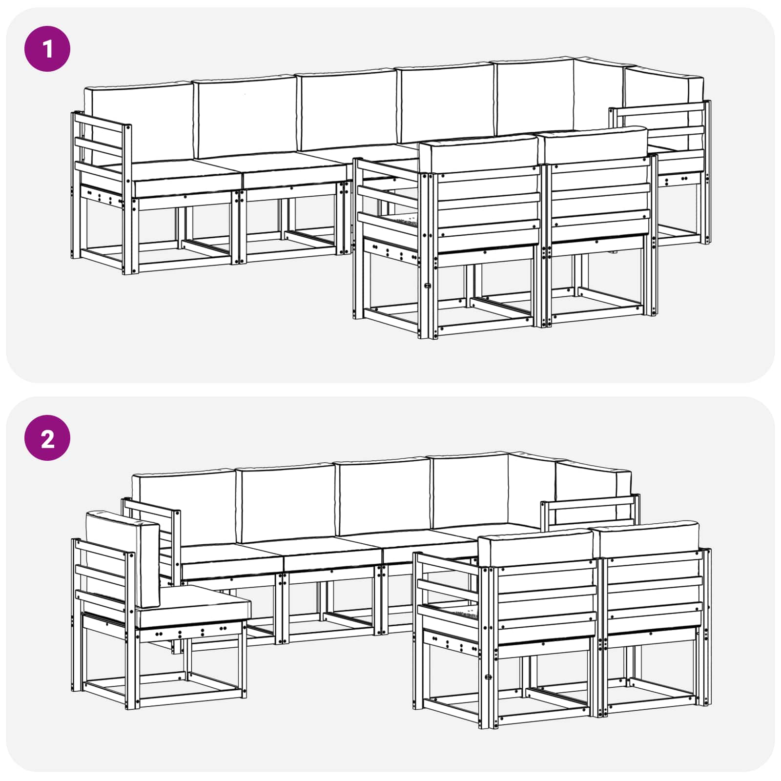 Set vanjskih sofa 8 kom. Bijela i krem Poliester
