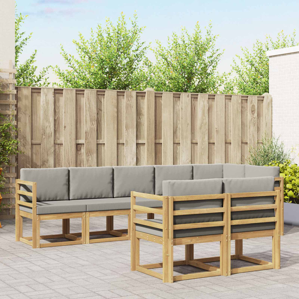 Set vanjskih sofa s jastukom 8 pcs Bijela i svjetlosiva