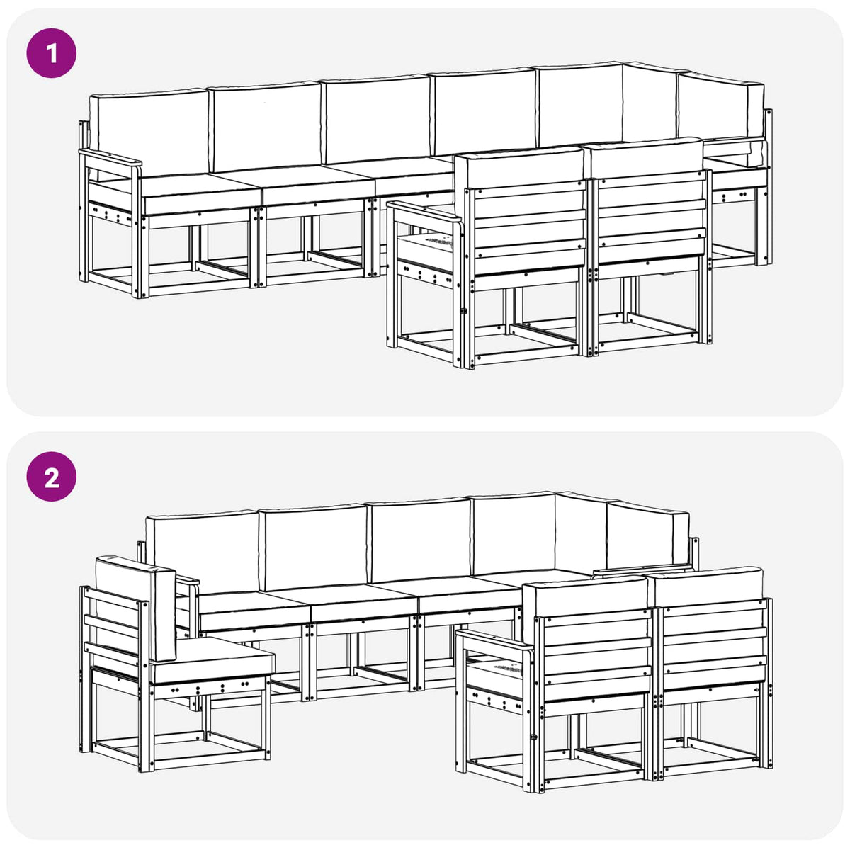 Set vanjskih sofa 8 kom. Bijela i krem Poliester