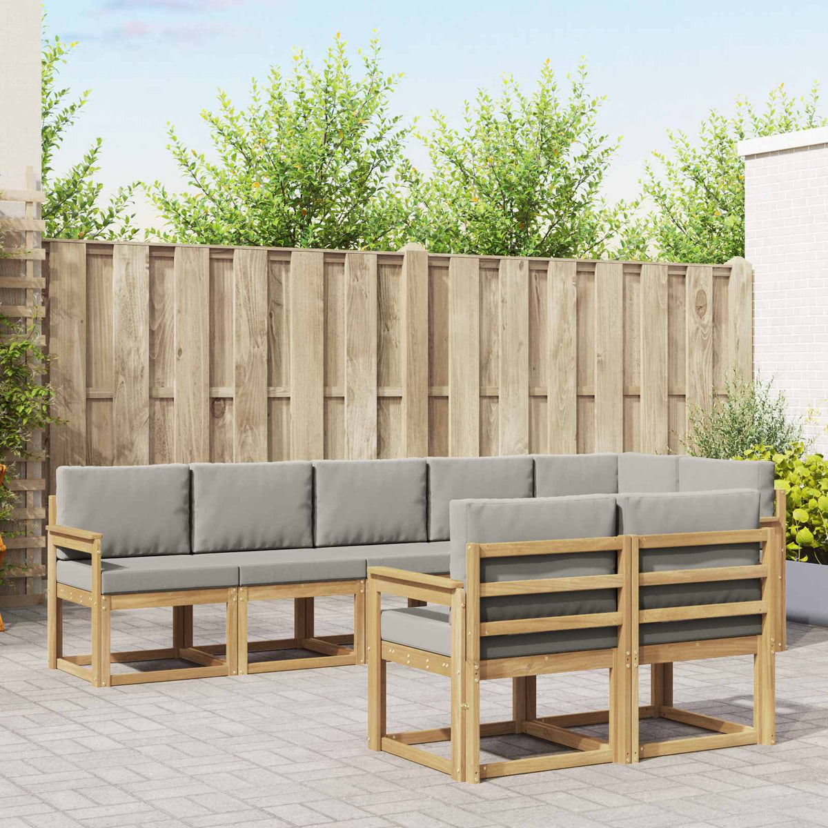 Set vanjskih sofa s jastukom 8 pcs Bijela i svjetlosiva