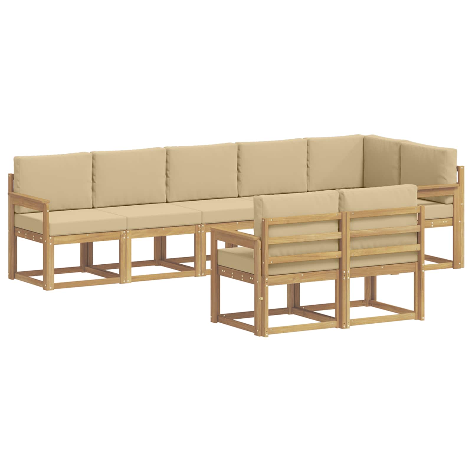 Set vanjskih sofa s jastukom 8 pcs Bijela i bež Poliester