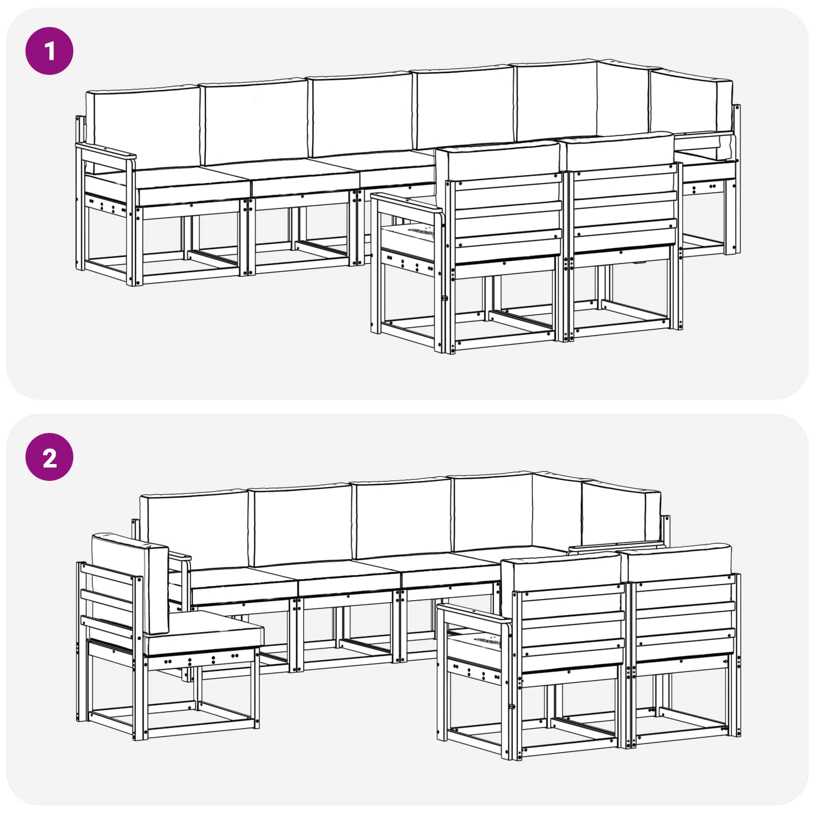Set vanjskih sofa s jastukom 8 pcs Bijela i bež Poliester
