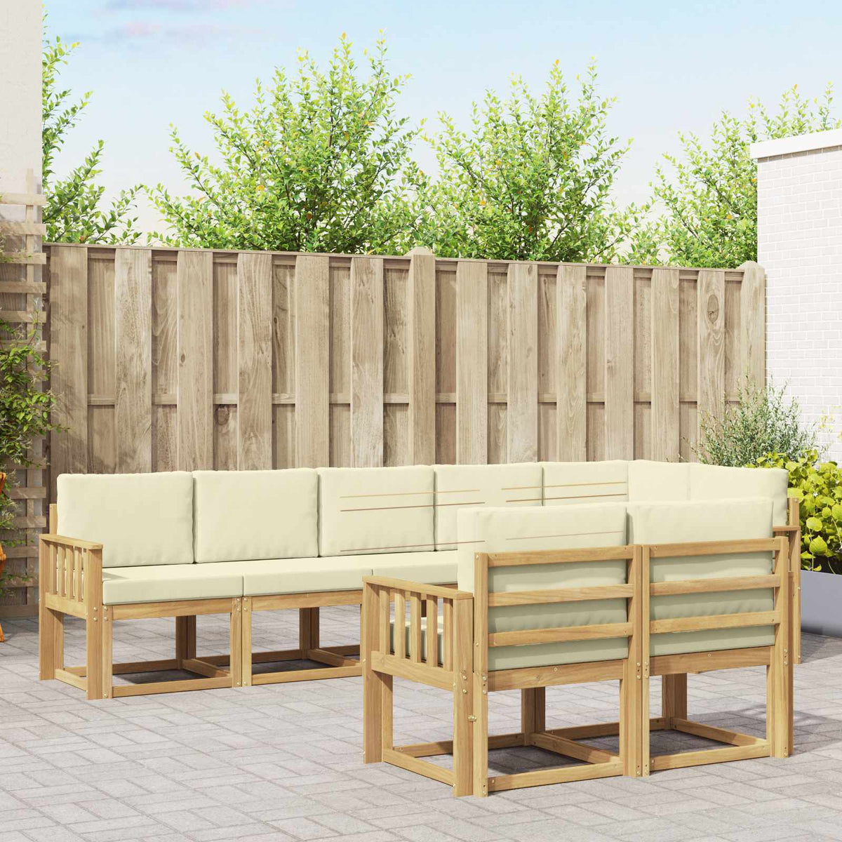 Set vanjskih sofa 8 kom. Prirodna i svijetlo siva