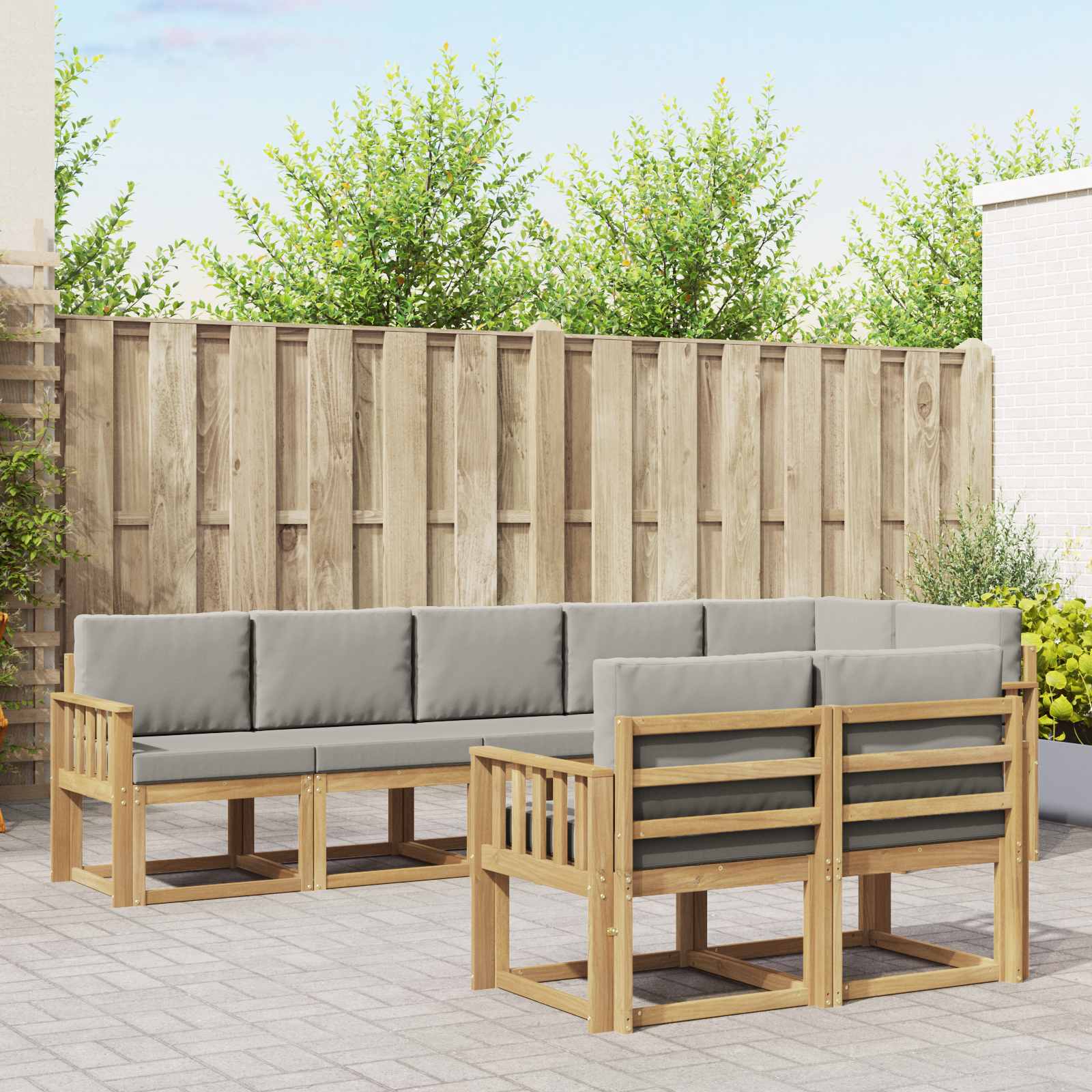 Set vanjskih sofa 8 kom. Bijela i svjetlosiva