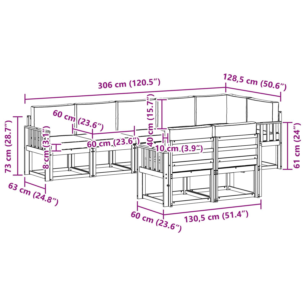 Set vanjskih sofa 8 kom. Bijela i svjetlosiva