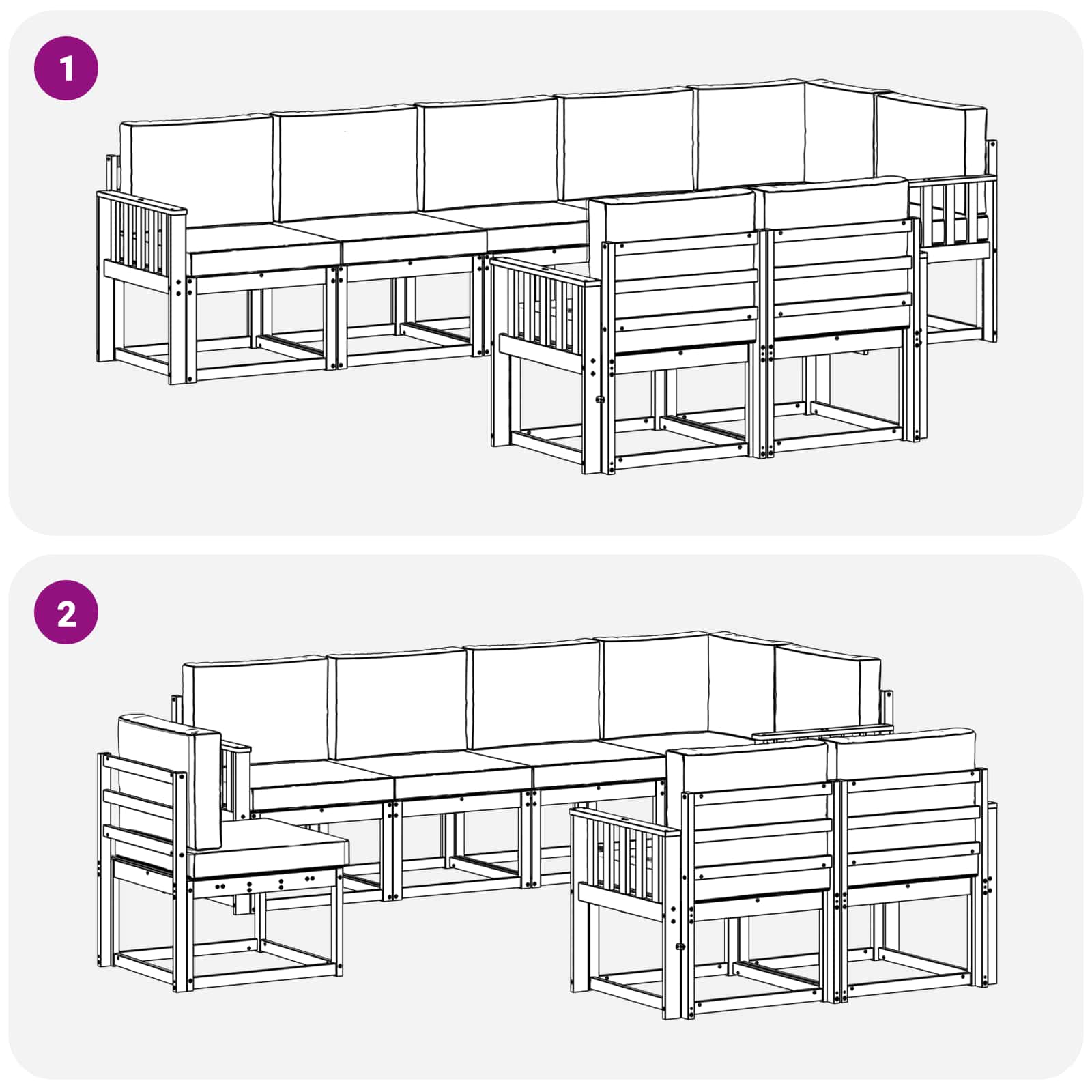 Set vanjskih sofa 8 kom. Bijela i svjetlosiva