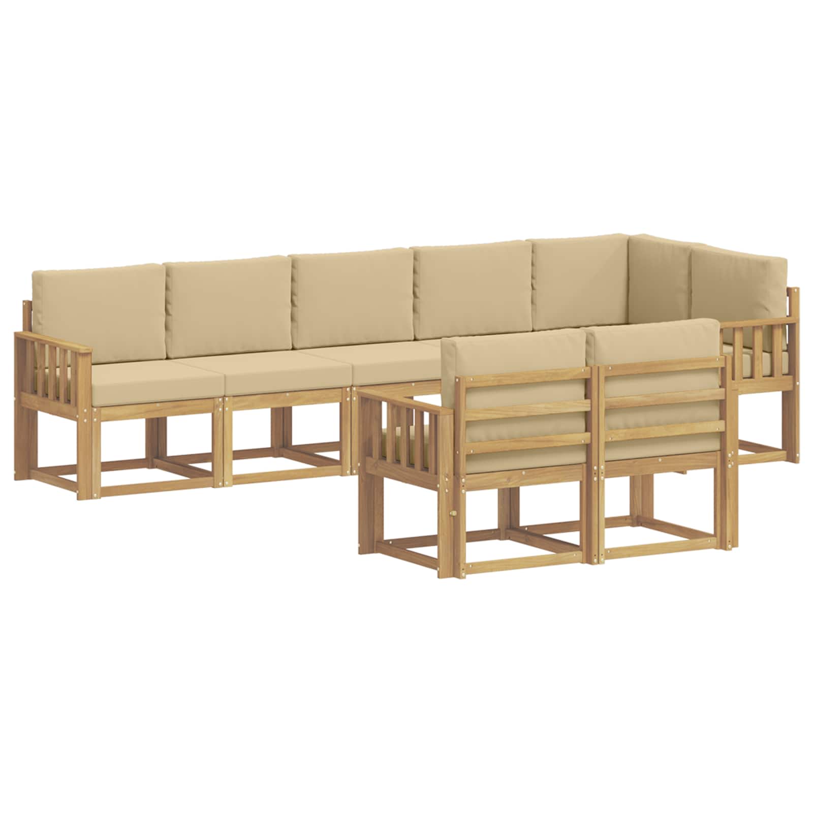 Set vanjskih sofa s jastukom 8 pcs Bijela i bež Poliester