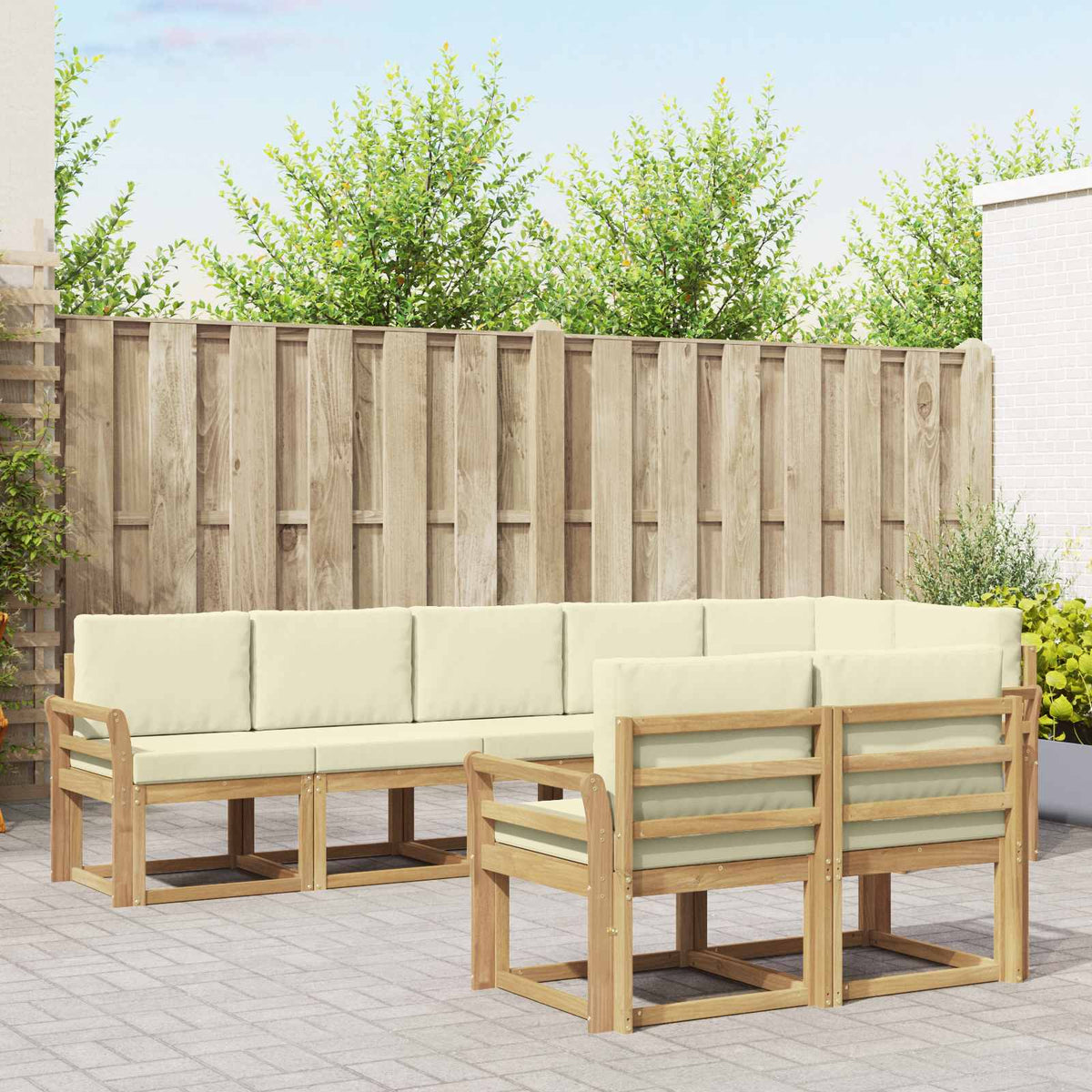 Set vanjskih sofa 8 kom. Prirodna i svijetlo siva