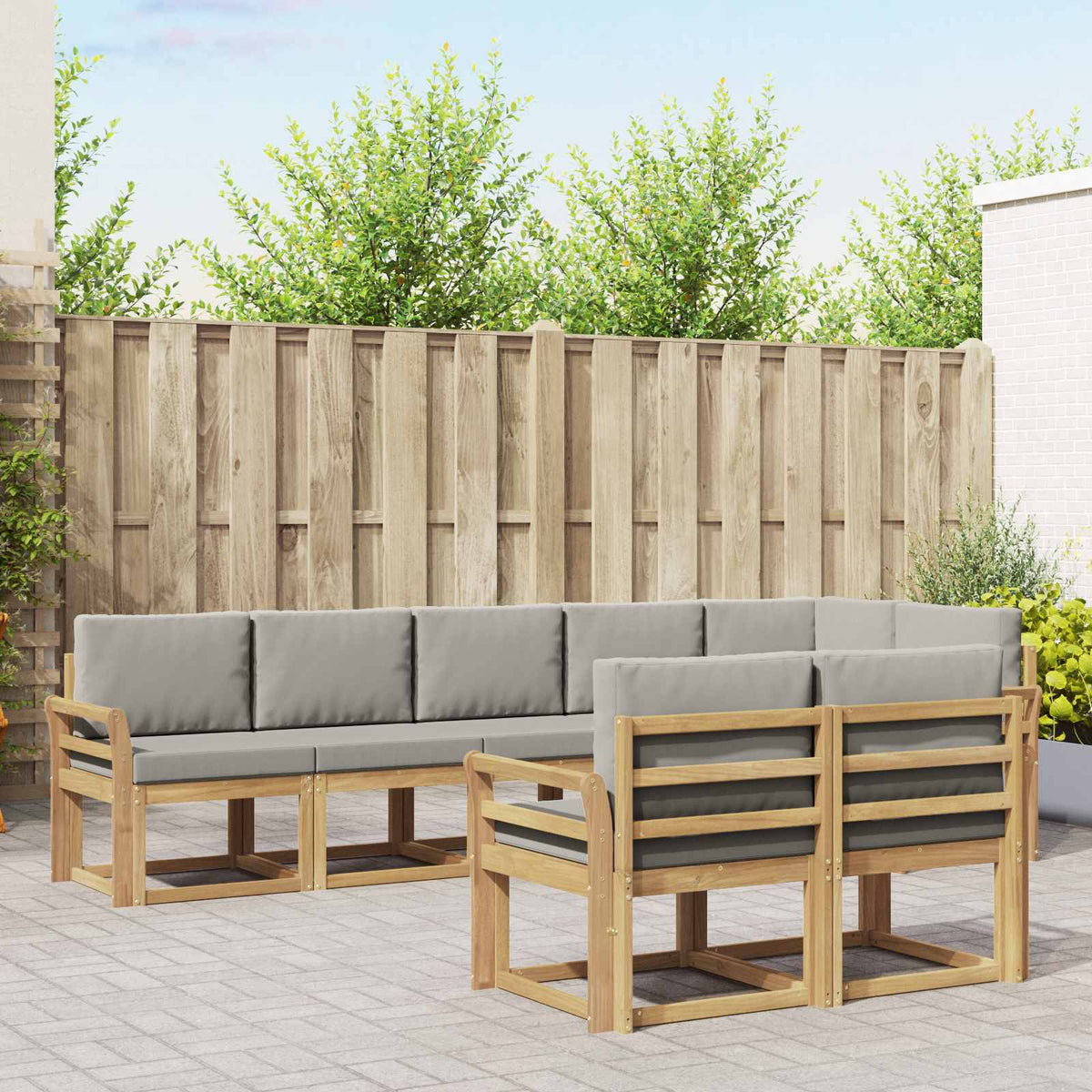 Set vanjskih sofa s jastukom 8 pcs Bijela i svjetlosiva