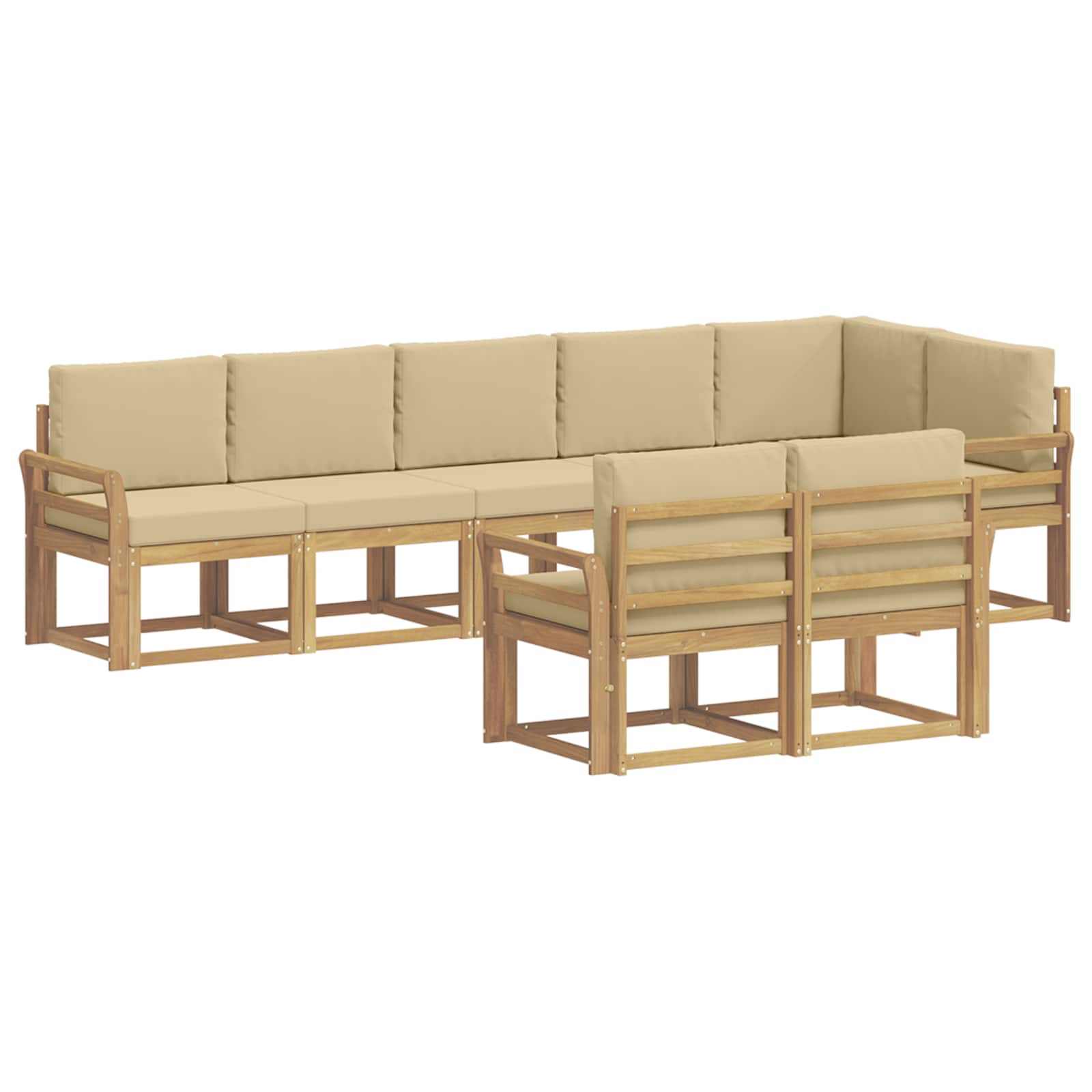 Set vanjskih sofa s jastukom 8 pcs Bijela i bež Poliester