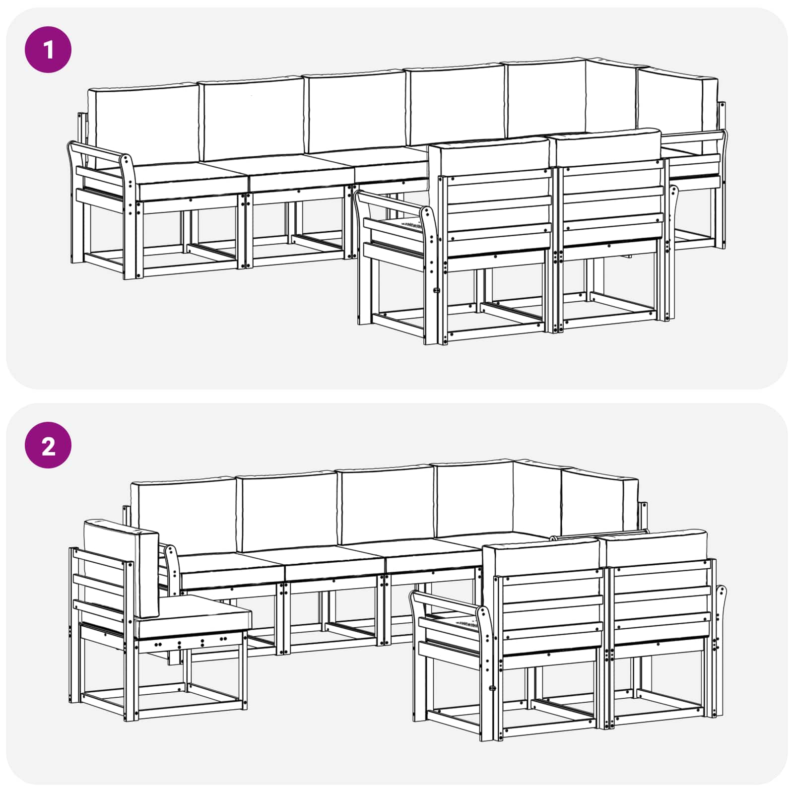 Set vanjskih sofa s jastukom 8 pcs Bijela i bež Poliester