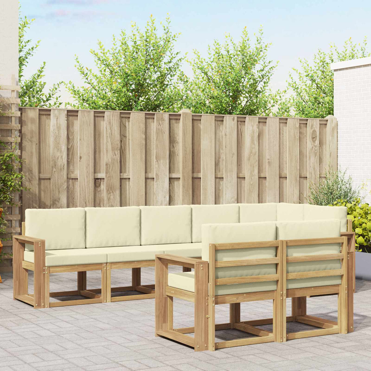 Set vanjskih sofa 8 kom. Prirodna i svijetlo siva