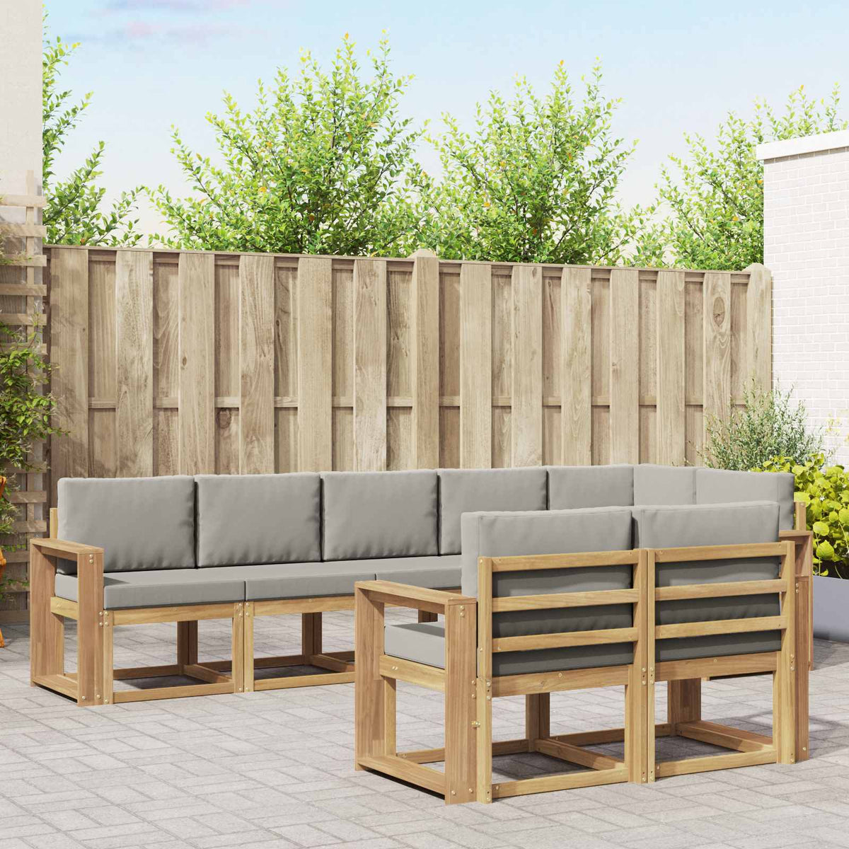 Set vanjskih sofa s jastukom 8 pcs Bijela i svjetlosiva