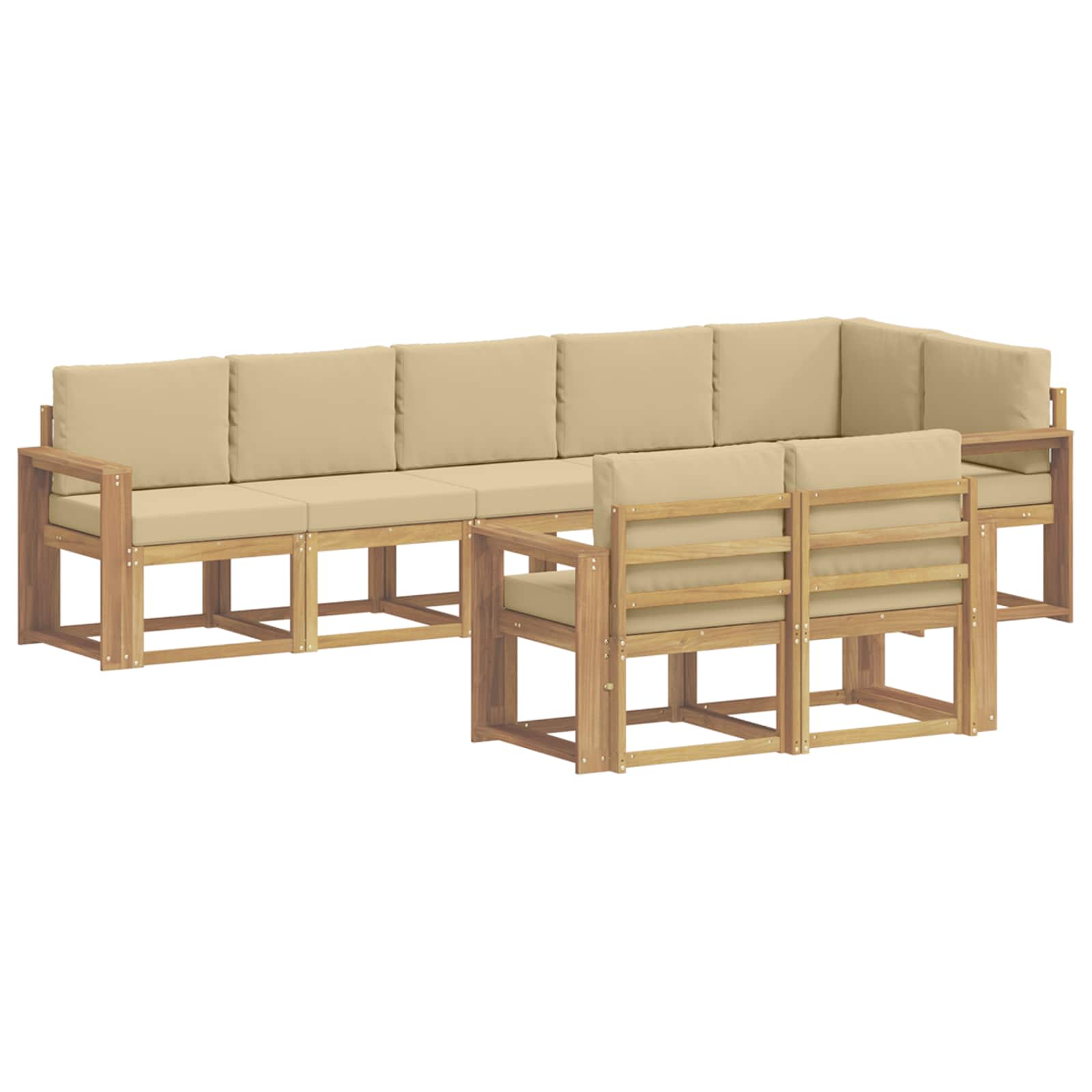 Set vanjskih sofa s jastukom 8 pcs Bijela i bež Poliester