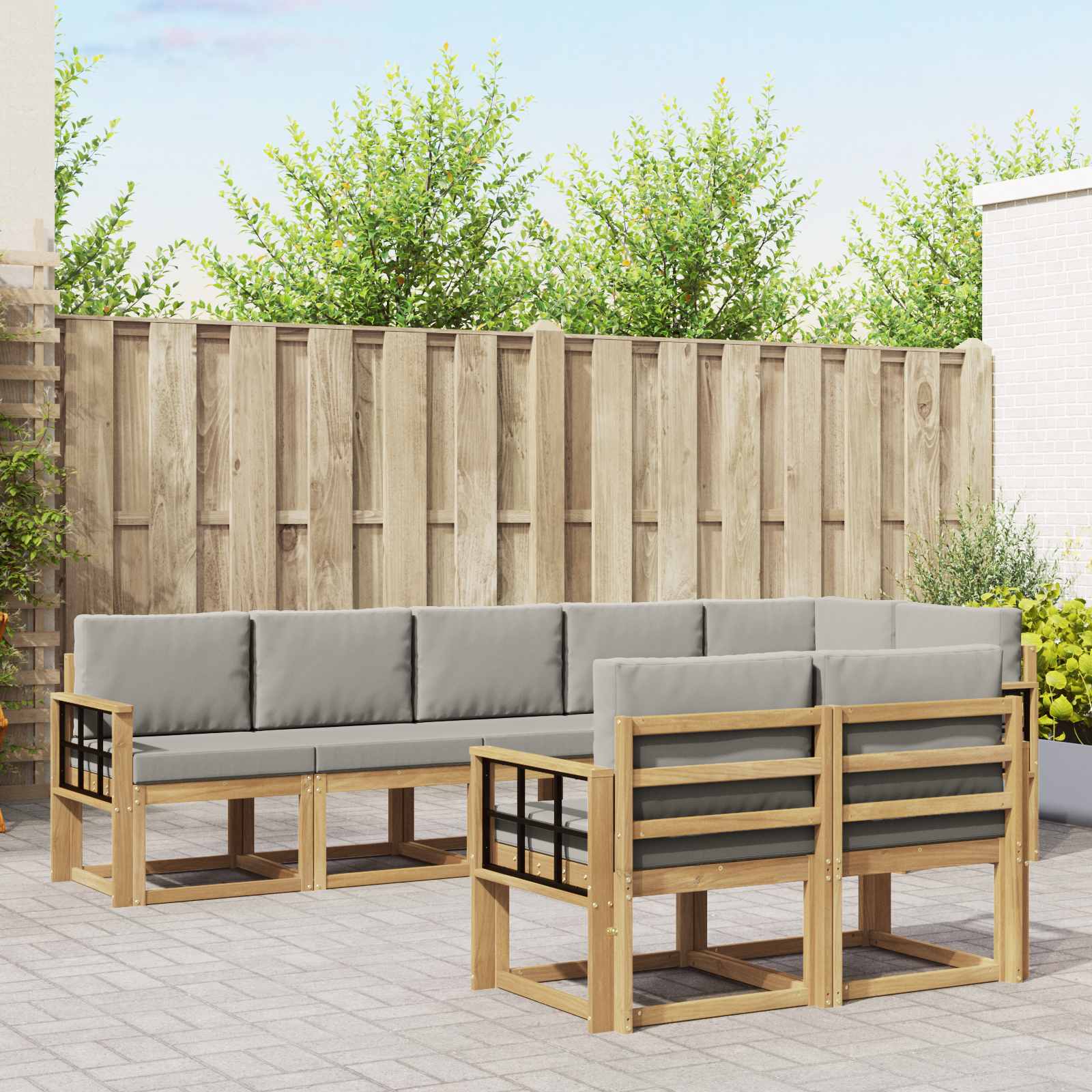 Set vanjskih sofa 8 kom. Bijela i svjetlosiva