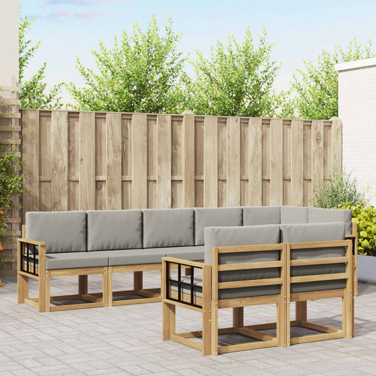 Set vanjskih sofa 8 kom. Prirodna i svijetlo siva